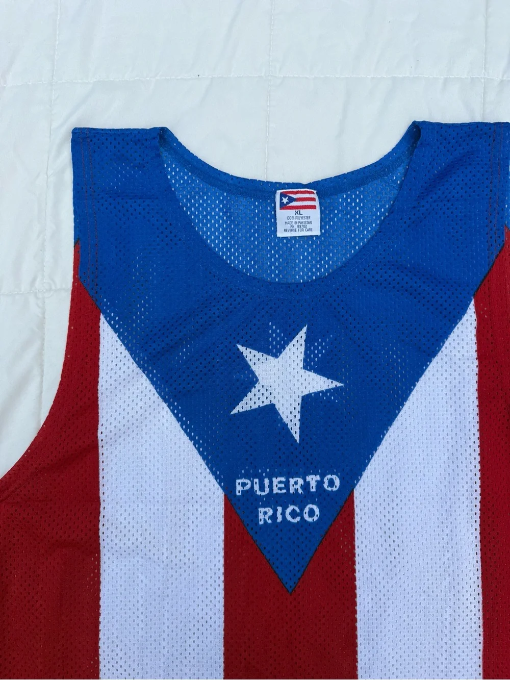 Puerto Rico Flag Mesh Tank Top - Red/White/Blue